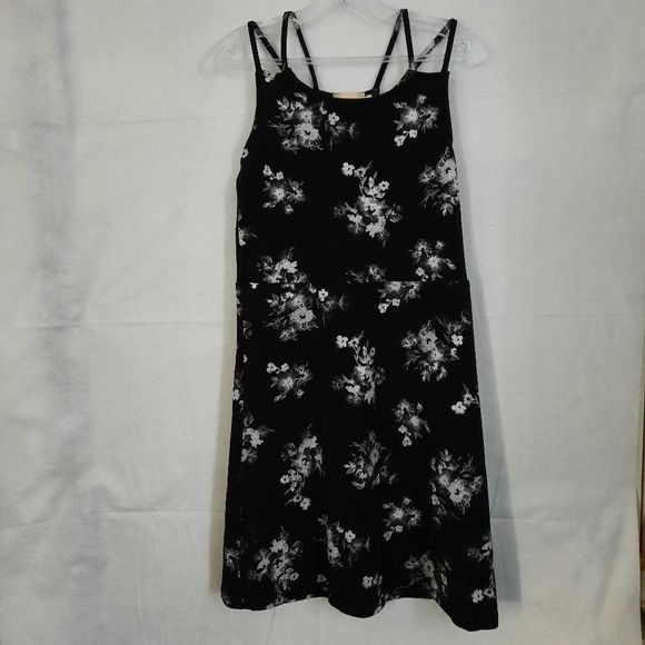 Enough about Me Racer Back, Double Strap Black & Floral Dress Size Medium - Picture 1 of 10